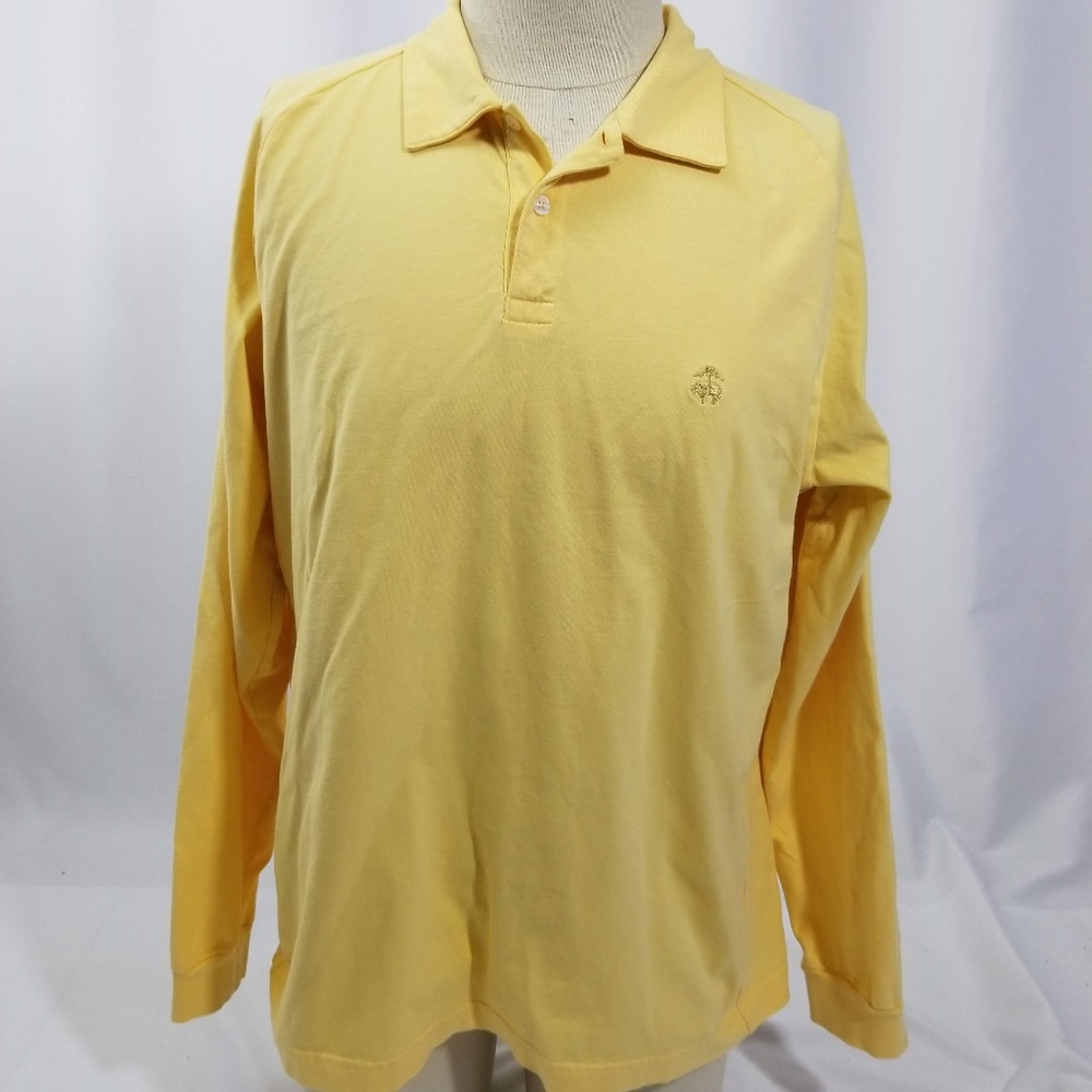 Brooks Brothers 346 Yellow Long Sleeve Henley Polo